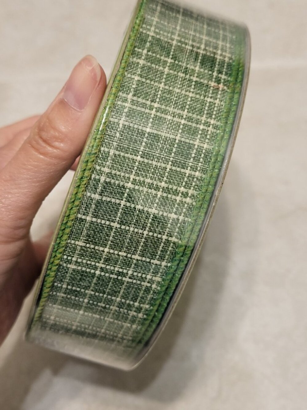 NEW Members Mark 1.5" Textured Linen Ribbon: Moss Green (50 Yards)